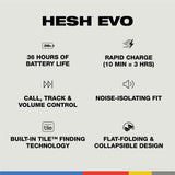 Skullcandy Hesh EVO Cascos Over-Ear Inalámbricos, Extra Charging Cable, 36 h de Autonomía, Micrófono, Compatibles con iPhone Android y Dispositivos Bluetooth, Bone