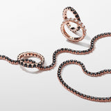 Pandora Timeless Anillo chapado en oro rosa de 14 quilates con cristal negro, talla 52