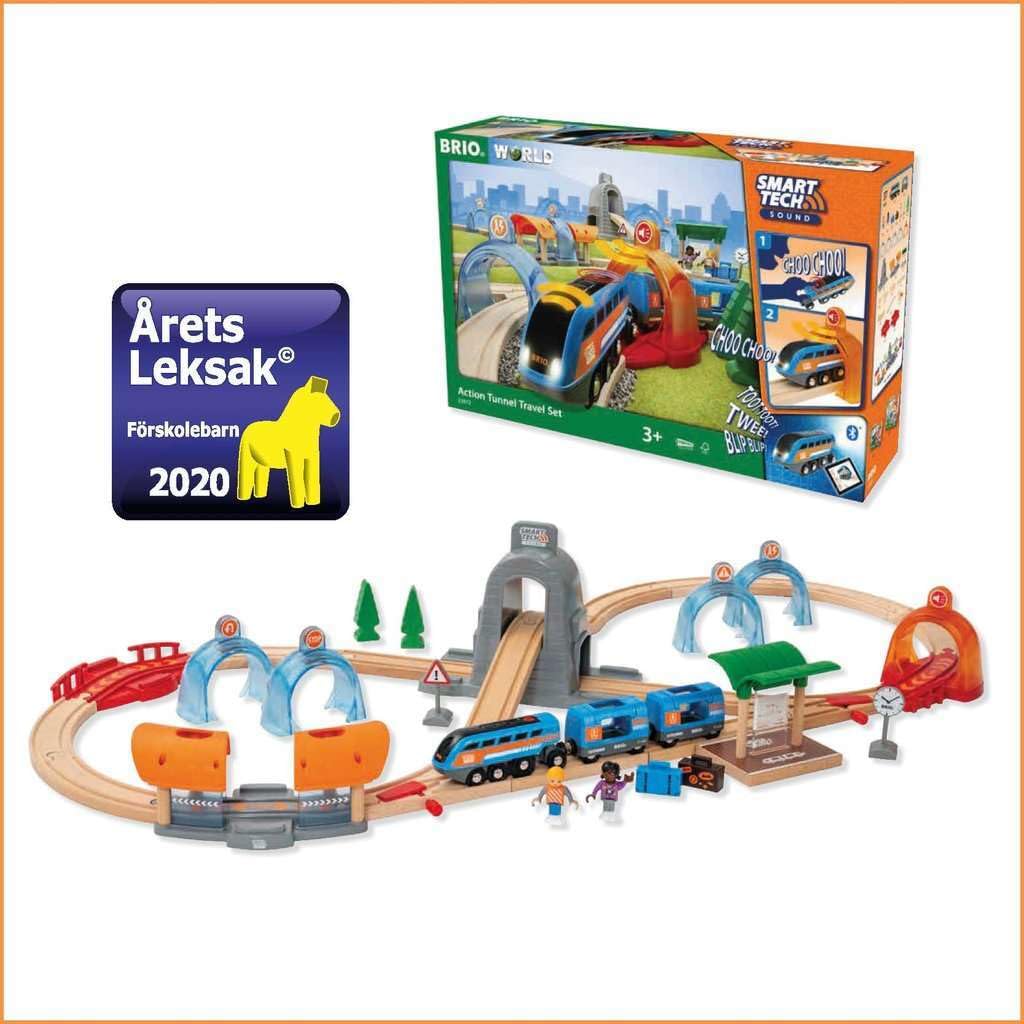 BRIO Set ferroviario con túneles de acción Smart Tech