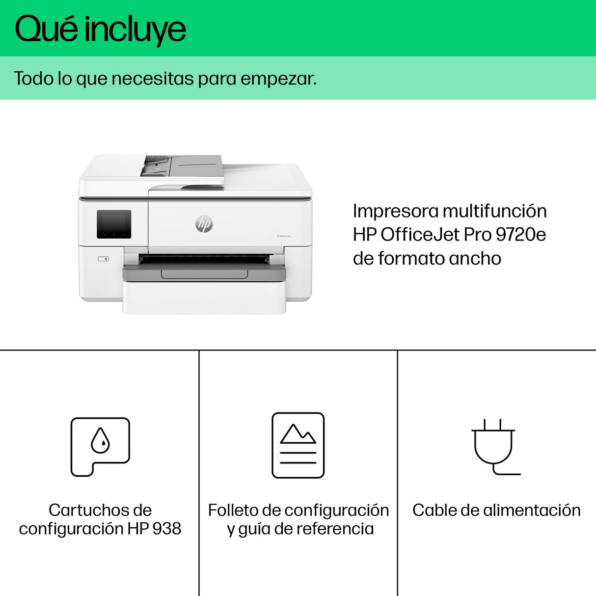 HP OfficeJet Pro 9720e - Impresora multifunción profesional de tinta, Impresión hasta A3 e impresión automática a doble cara hasta A4, Wi-Fi, 3 meses de impresión Instant Ink con HP+