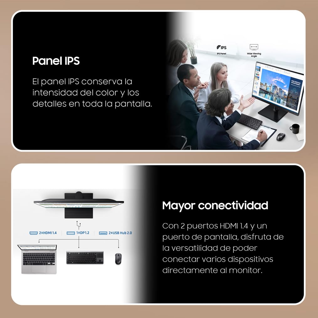 Samsung LF24T450FQRXEN - Monitor Panel IPS de 24" UHD (1,920 x 1,080, 16:9, 75Hz, Modo Eye Saver, Flicker Free, Pantalla Ahorro Energético), Negro