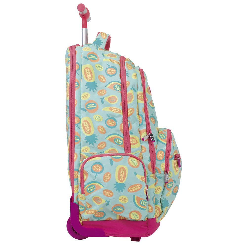 MILAN® Mochila con ruedas 6 cremalleras (25 l) serie especial Frutikis, verde y naranja