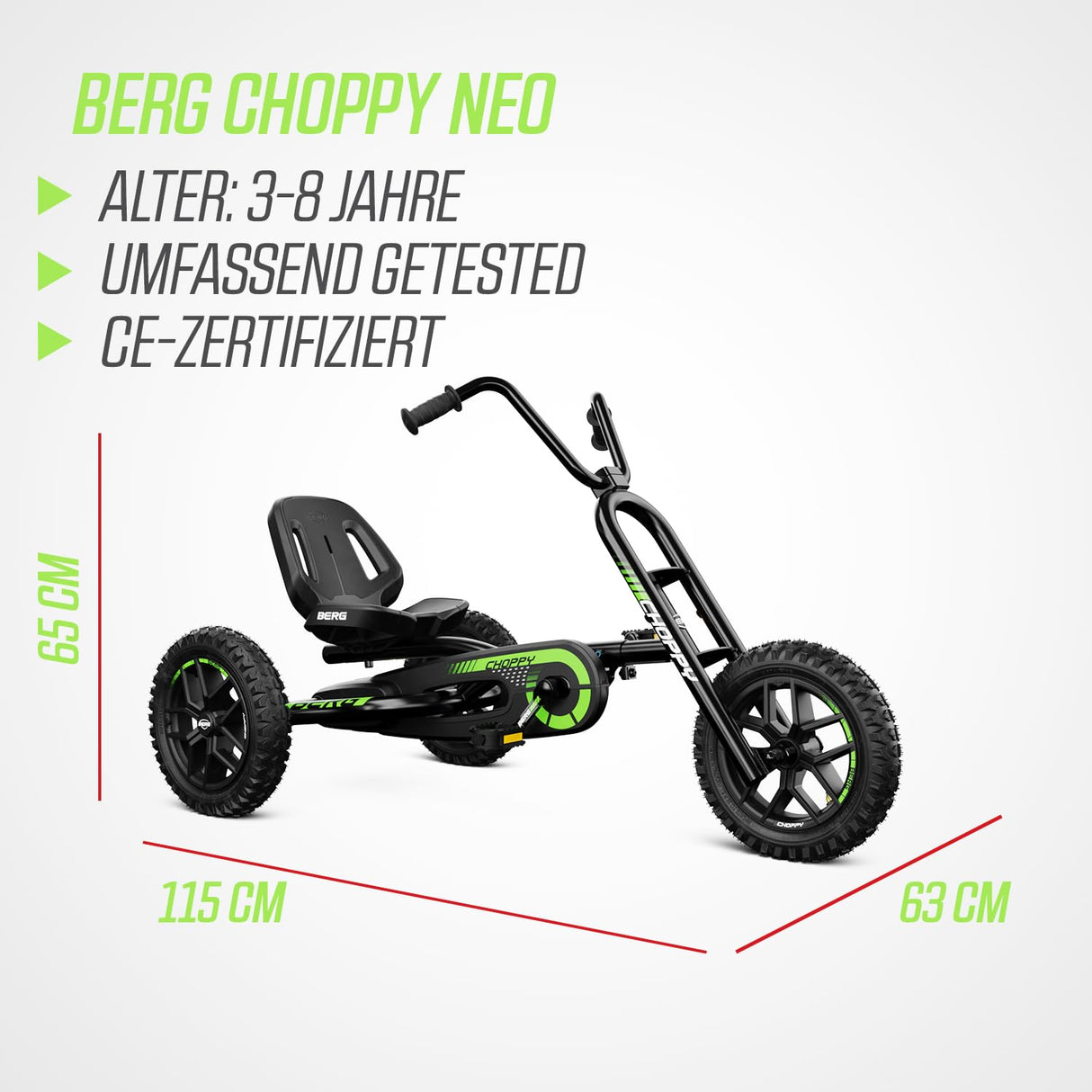 BERG Pedal Gokart Buddy Choppy Neo | Coche de Pedales, Seguro y Estabilidad, Juguete para niños Adecuado para niños de 3 a 8 años