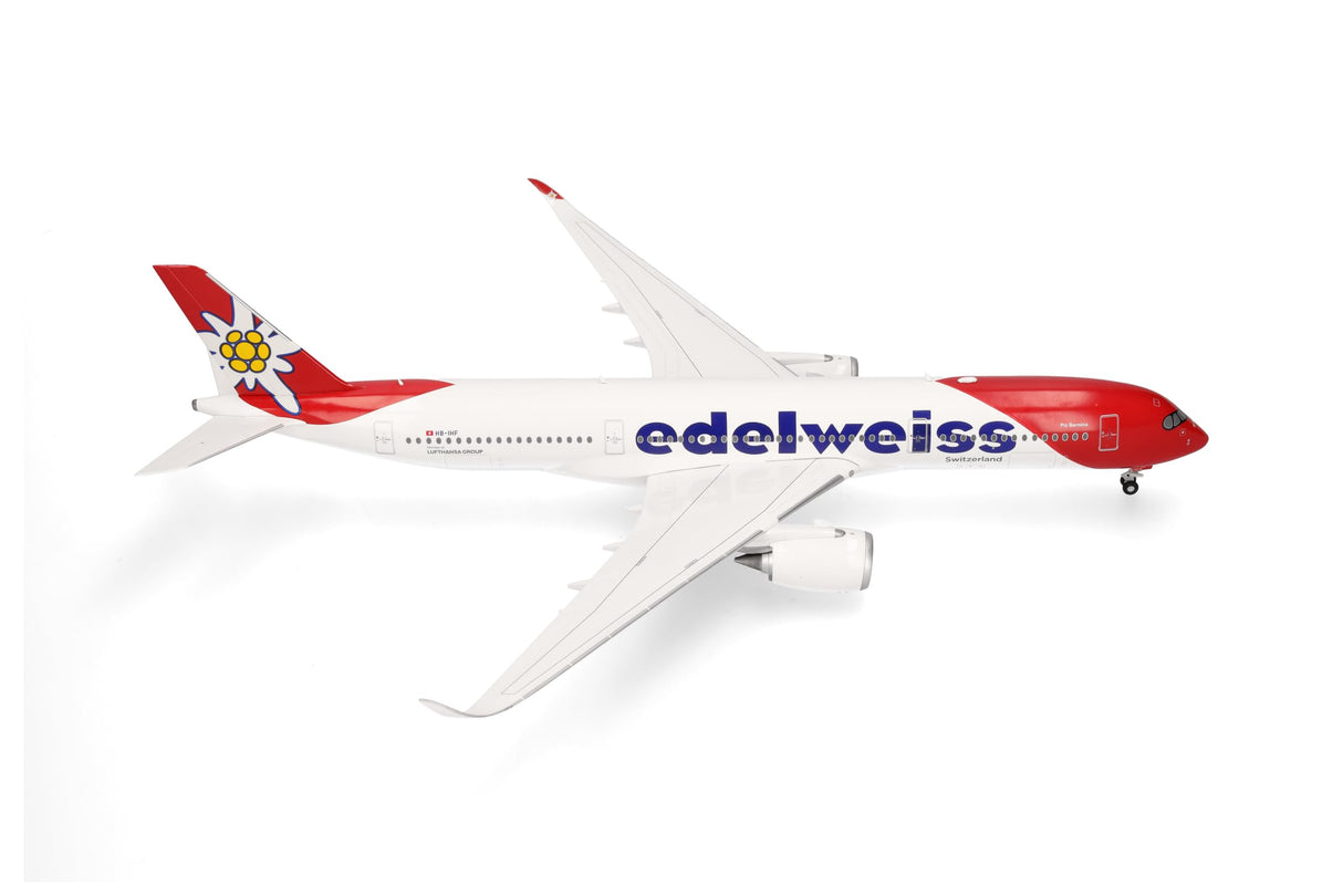 herpa Avión en Miniatura Edelweiss Air Airbus A350-900 – HB-IHF PIZ Bernina, a Escala 1:200, Pieza de colección, Modelo sin Base, plástico