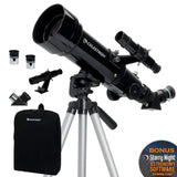 Celestron 21035 ADS Travel Scope 70 Kit de telescopio Refractor con Mochila, Negro (Exclusivo de Amazon Que Incluye un Ocular Adicional de 4 mm y 3 Lentes Barlow)