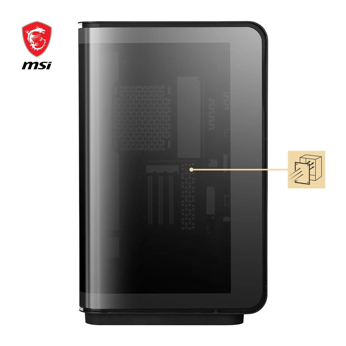 MSI Meg Maestro 700L PZ Mid-Tower - E-ATX, Soporte Vertical para GPU y Cable Riser PCIe 4.0, Soporte para GPU de una Pieza, Aluminio de una Pieza, Panel de Vidrio Templado Curvado de 270°, USB Type-C