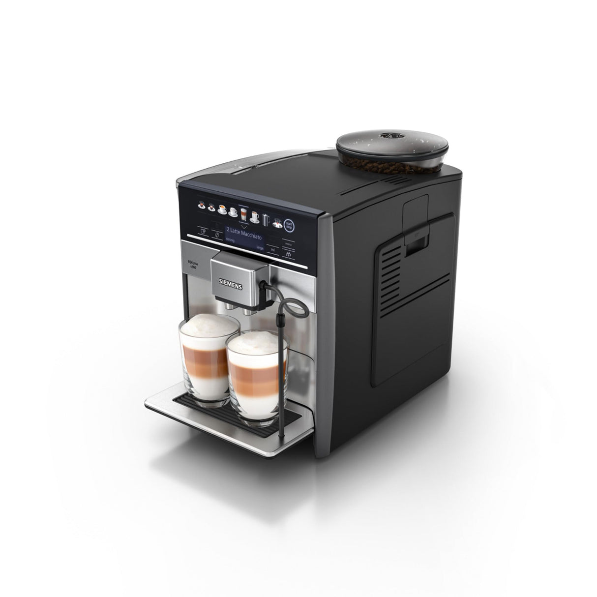 Siemens - Cafetera Superautomática, EQ6 plus s500, aromaDouble Shot, autoMilk Clean, ceramDrive, Display CoffeeSelect, Negro/Inox, TE655203RW