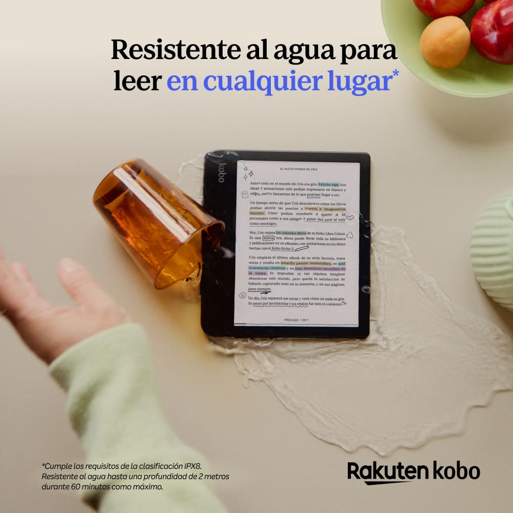 Kobo Libra Colour eReader | Pantalla E Ink Kaleido™ 3 de 7" | Temperatura del Color y Brillo Ajustables | Reducción luz Azul | eBooks y AudioBooks | Memoría 32 GB | Resistente al Agua | Negro