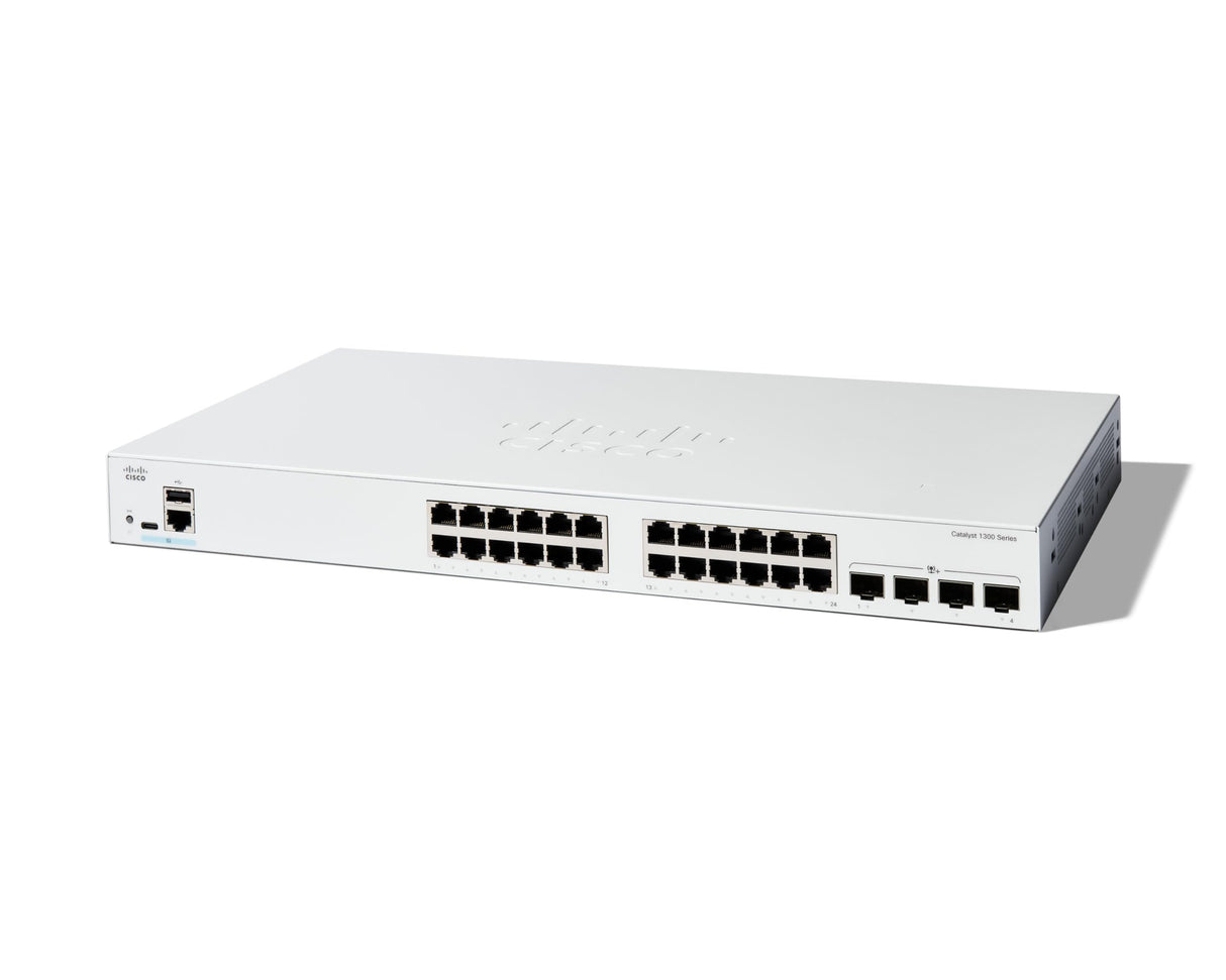 Cisco Switch administrado Cisco Catalyst 1300-24T-4X, 24 Puertos GE, 4x10 GE SFP+, protección Limitada de por Vida (C1300-24T-4X)