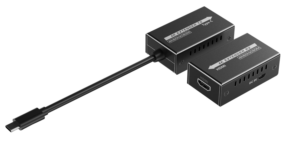 PremiumCord Extensor 4K USB-C a HDMI vía Cat5E/6/6A, UHD 4K 2160p 120Hz, Full HD 1080p, HDMI 2.0, HDCP 1.4/2.2, HDR10, Sin Retardo