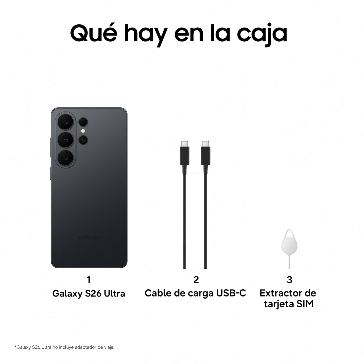 Samsung Galaxy S26 Ultra, 512GB, Smartphone con Galaxy AI, Cámara 200MP, 12GB RAM, Batería 5000mAh, Garantía del Fabricante 3 Años+1 Año Extra, Color Negro (Versión Española)