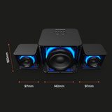 Nova Gaming - GS305 SERPENTIS - Altavoz 2.1 Gaming RGB - Subwoofer Animation RGB, Puertos Jack 3.5mm, USB y Micro-SD