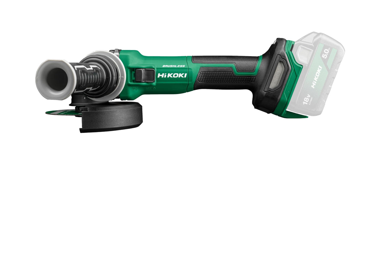 HIKOKI Akku Winkelschleifer G1813DVE, Schleifscheiben Ø: 125 mm (18V, Leerlaufdrehzahl: 3200-8000 min-1/ mit (AT Modus), Antriebsspindel: M14, Brushless, OHNE Akku, Ladegerät u.Transportkoffer)