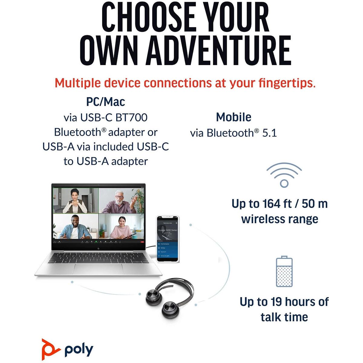 HP Poly Voyager Focus 2 - Auricolare - On-Ear - Bluetooth