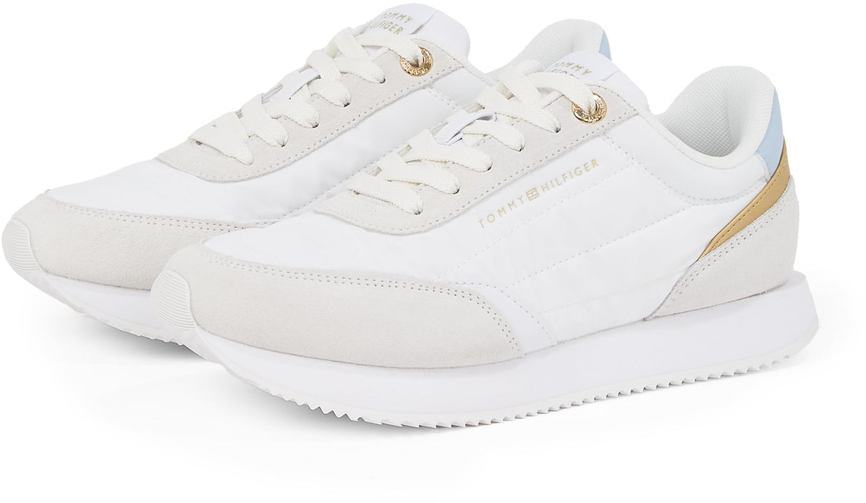 Tommy Hilfiger Runner Sneaker Mujer Essential Calzado Deportivo, Multicolor (White/Breezy Blue), 40