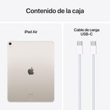 Apple iPad Air de 13 Pulgadas (M2): Pantalla Liquid Retina, 256 GB, cámara Frontal de 12 Mpx en Horizontal y Trasera de 12 Mpx, Wi-Fi 6E y 5G con eSIM, autonomía de Sol a Sol - Blanco Estrella