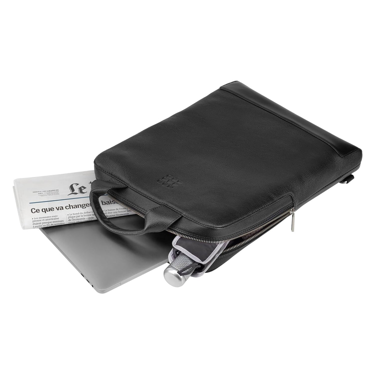 Moleskine Device Bag Colección Classic Leather, Bolsa Porta PC Vertical en Cuero, Mochila Porta PC para Laptop, Notebook, iPad, Computadora hasta 15'', Dimensiones 30 x 8,5 x 40 cm, Color Negro
