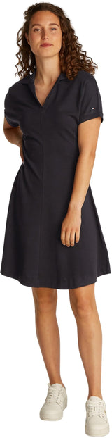 Tommy Hilfiger Vestido Tipo Polo Mujer Lyocell Fit & Flare, Negro (Black), XXL