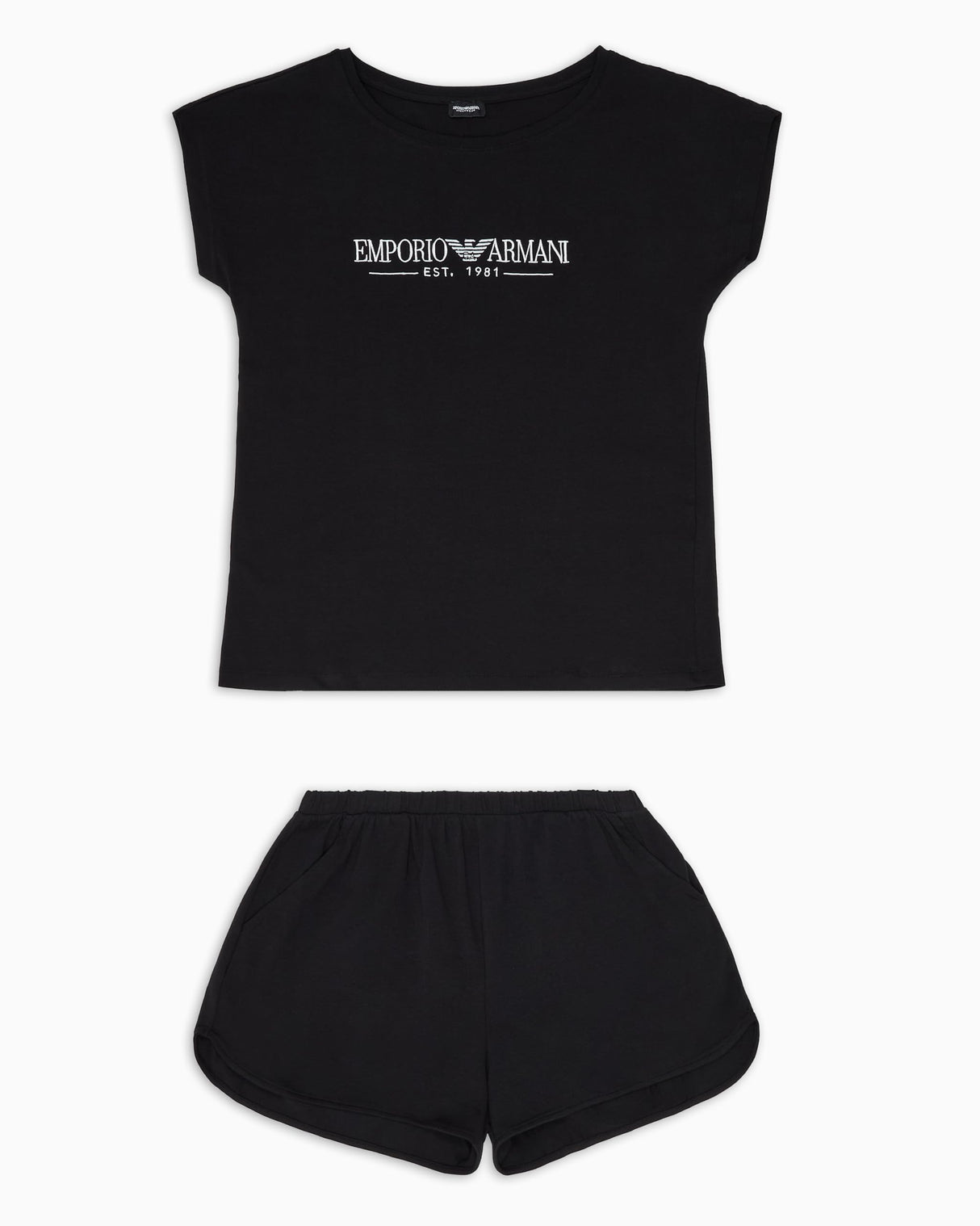 Emporio Armani Short Pajamas Set Juego de Pijama, Negro, S para Mujer