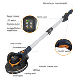 MAXXT Lijadora de Yeso Sin Escobillas - Órbita 4mm, Doble Canal con Adhesión al Techo, Modo Canal Simple/Doble para Paredes, 4000-8500 RPM, Luz LED, Plegable, 400W, Mango 1,65M, Plato 215mm