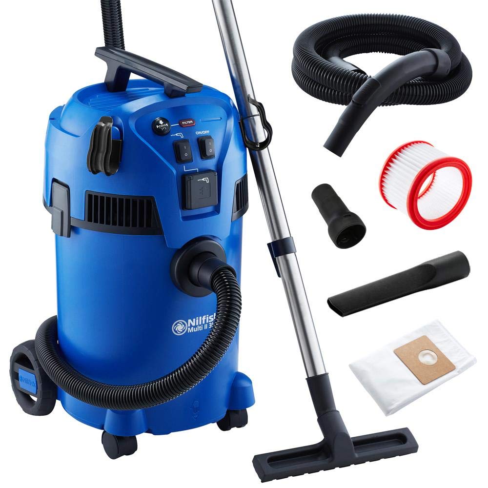 Nilfisk Multi II 30L T Aspirador de Agua y Polvo Potente - Aspiradora de Bricolaje para Sólidos y Liquidos, Seco y Húmedo, Exterior e Interior (1400 W)