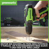 Greenworks GD24DD35K2 Taladro Atornillador y GD24ID200 Taladro de Impacto CON 2 x 24V 2Ah Baterías y Cargador, Garantía de 3 Años