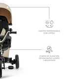 Kinderkraft EASYTWIST Triciclo Infantil, con Accesorios, Ventana de Techo, Cinturones de Seguridad, rotación de 360 Grados, Rueda Libre, Barra de Empuje, a Partir de 9 Meses hasta 5 años, Beige