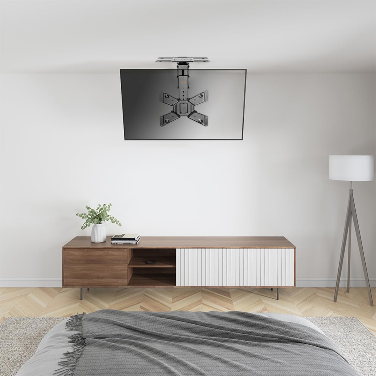 Mywall HL46ML - Soporte de Techo para televisores motorizados y Plegables (23-65 Pulgadas, Carga de hasta 30 kg, con función giratoria de 180°)