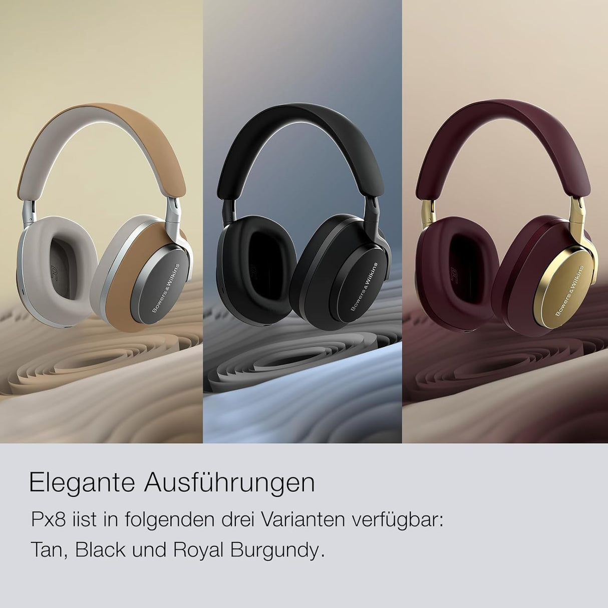 Bowers & Wilkins PX8 - Auriculares inalámbricos con cancelación de Ruido y Bluetooth 5.0 y Carga rápida, 30 Horas de reproducción de Alta resolución y micrófono Integrado, Color borgoña Real