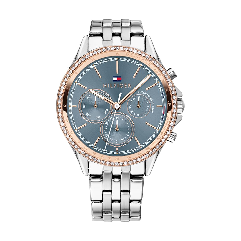 Tommy Hilfiger Reloj Analógico de Cuarzo Multifunción para Mujer con Correa de Acero Inoxidable Plateada - 1781976