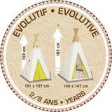 Smoby 7600811000 Casita Tipi de Plástico de Calidad para Interior o Exterior, Evolutiva y Ajustable a 2 Tamaños, Anti-UV, para Niños a Partir de 2 Años, Tamaño 127 x 121 cm/147 x 140 cm