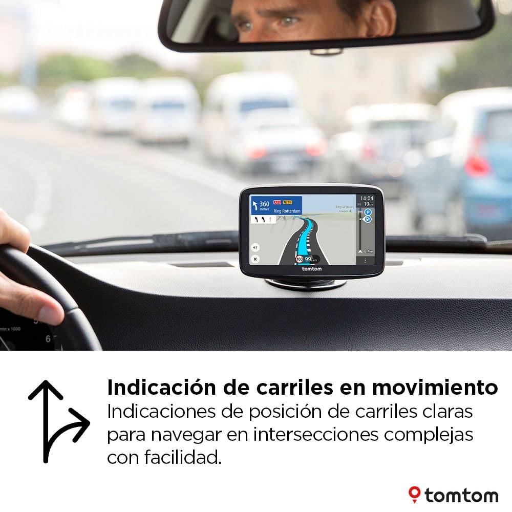 Tomtom GPS Coche GO Advanced (6", con información de tráfico y Alerta de radares, actualizaciones de mapas del Mundo por Wi-Fi, indicación de carriles en Movimiento y Soporte Reversible Integrado)