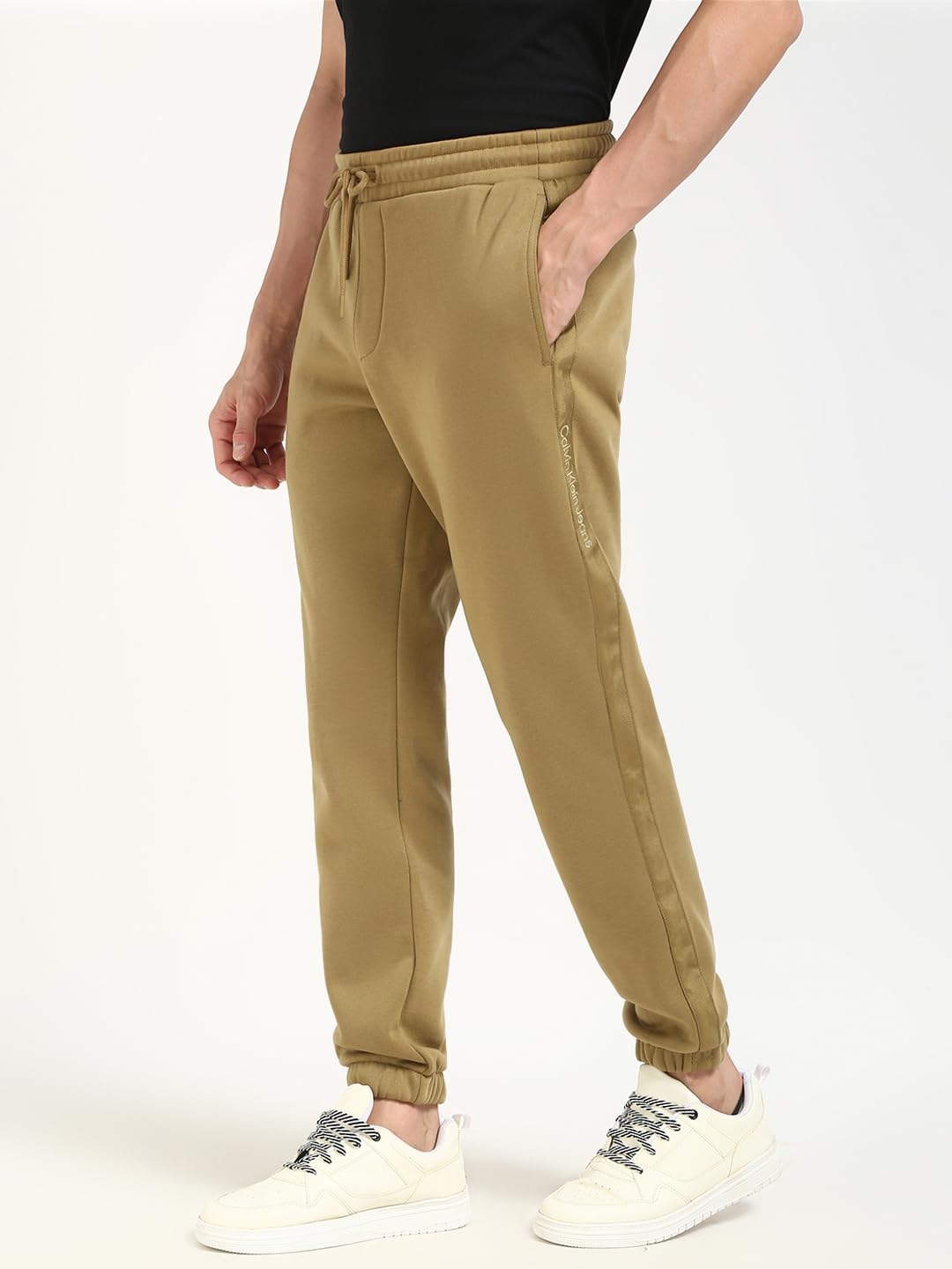 Calvin Klein Pantalón de chándal Hombre Logo Tape Pant con cordón, Verde (Gothic Olive), XS