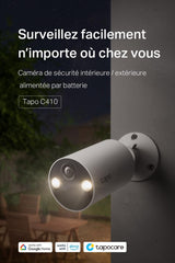 Tapo C410 2K (3MP) Cámara de vigilancia WiFi Exterior inalámbrica batería 2, duración de 180 días, detección Persona, visión Nocturna en Color, IP65 Impermeable, no Requiere concentrador