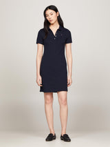 Tommy Hilfiger Vestido Tipo Polo Mujer 1985 Pique Slim Fit, Azul (Desert Sky), S