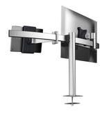 Durable Soporte de mesa Pro para 1 monitor de 21-27" y 1 tableta de 7-13", con paso de mesa, giratorio en 360°, inclinable, ajustable en altura, 508823, plata