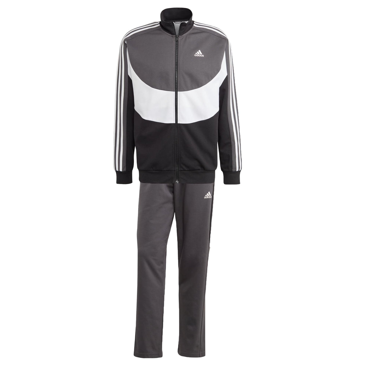 adidas Hombre Colorblock Track Suit, Black/White/Grey Six, S