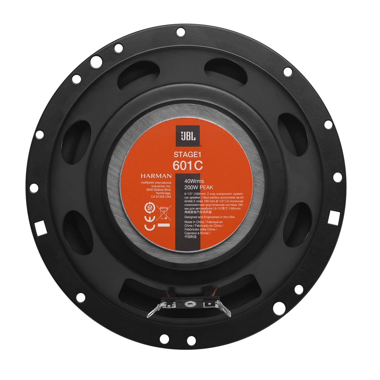 JBL Stage1 601C - Sistema de Altavoz Coche de componentes de 2 vías - Juego para auto de 200 vatios con altavoz de empotrar de 16 - 17 cm y tweeter de empotrar