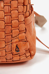 Abbacino Mochila de mujer en piel trenzada naranja