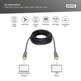 DIGITUS HDMI AOC Cable de fibra óptica híbrido - HDMI 2.0b - 20m - Ultra HD 4k/60Hz - canal Ethernet - HDR ARC HDCP 2.2 - compatible con TV/beamer/monitor - contactos chapados en oro - Negro
