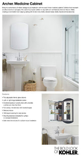 KOHLER, Botiquín de baño, Puerta única con Espejo, Bordes biselados, Aluminio anodizado