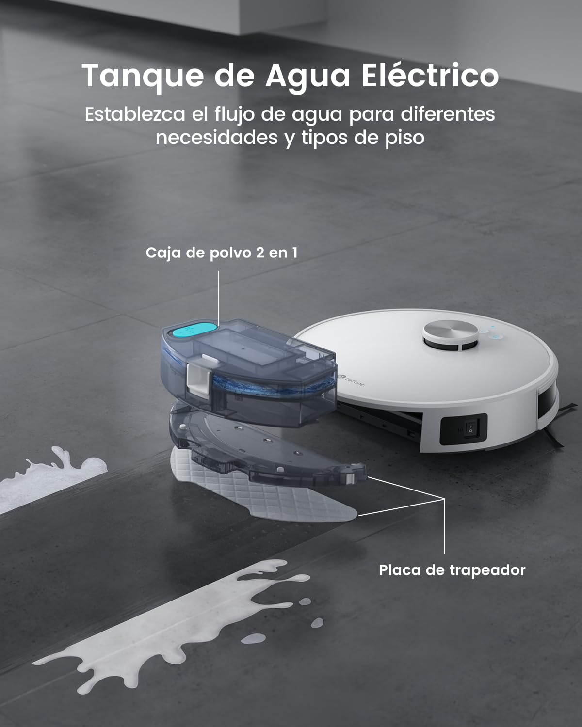 LEFANT M1 2 en 1 Robot Aspirador y Fregasuelos, 4000Pa, Navegación dToF, 200min, Auto-Recarga, WiFi, 8 Zonas No-Go, Ideal para Pelo de Mascotas/Alfombras