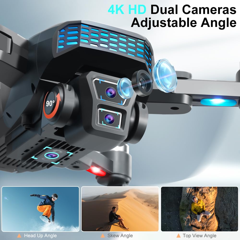 OBEST GPS Drone with 4K Camera, WiFi RC Quadcopter with Brushless Motor, Less than 249g, Durability, 360°Obstacle Avoidance, 2 Batteries, Suitable for Beginners