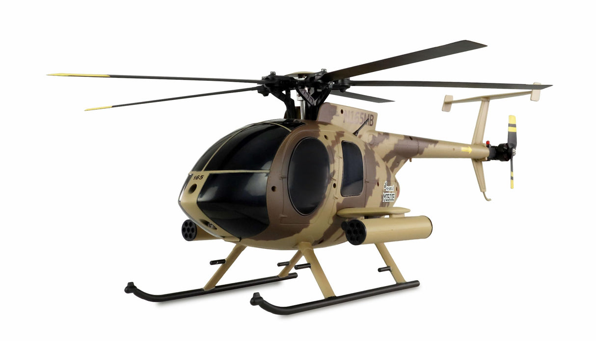 Amewi 25336 AFX MD500E - Helicóptero militar, sin escobillas, 4 canales, 325 mm, 6 G, RTF, color marrón