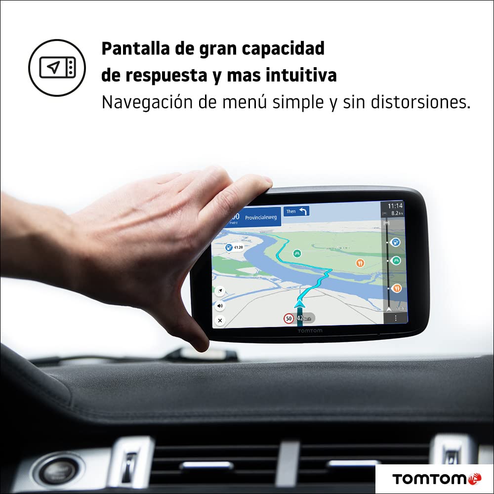 TomTom GPS para Coche GO Discover, 5 Pulgadas, con tráfico y radares, mapas del Mundo, actualizaciones rápidas Via WiFi, disponibilidad de Parking, Precios de Combustible, Soporte Click-Drive
