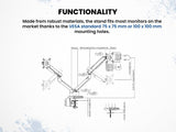 Doble Brazo, Soporte de Muelle para Escritorio, Muelle Mecánico, Estándar VESA, 17-32 Pulgadas, Función de Inclinación, Rotación del Brazo de 180°, HDWR SolidHand-BS02