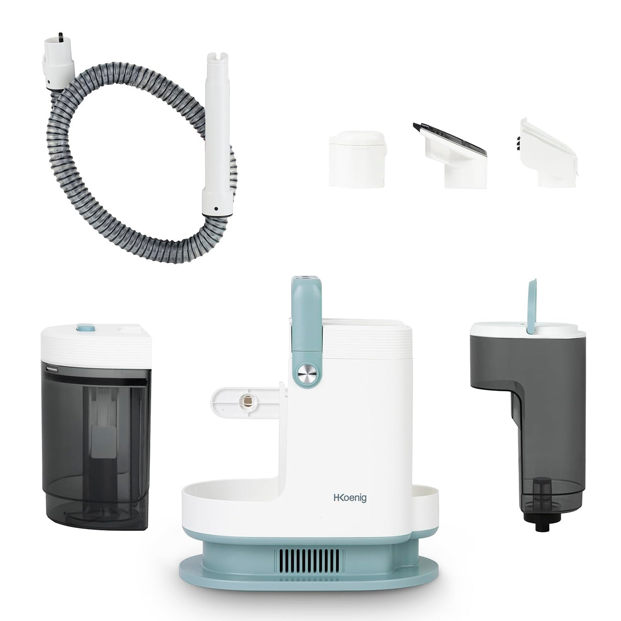 H.Koenig Limpiador textil con agua caliente y vapor TWT99, 1700 W, Doble Depósito 1600ml y 1250ml, Quitamanchas para Alfombras, Sofas, Tapicerías, Coches