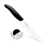 Kyocera Juego de 3 cuchillos, Cuchillo para pelar 7.5 cm, Cuchillo tomate 12.5 cm, Cuchillo Santoku 16 cm, hoja de cerámica de circonio afilada, afilada a mano, ligera, no corrosiva