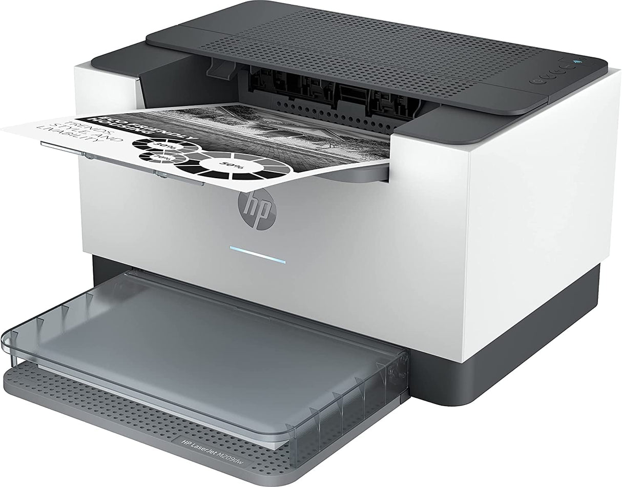 HP LaserJet M209dw 6GW62F, Impresora Láser A4 Monocromo - Impresión a Doble Cara Automática (29ppm, Wi-Fi, Ethernet, USB, Procesador 500MHz, Memoria 64MB, HP Smart App, Panel de control) Blanca y Gris