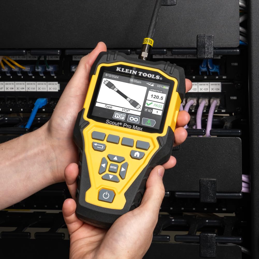 Klein Tools VDV501-770 - Juego de comprobador de cables, Scout Pro Max Ethernet, coaxial/video, teléfono, (RJ11/RJ12/RJ45) cables de conector F, controles remotos de prueba y mapa